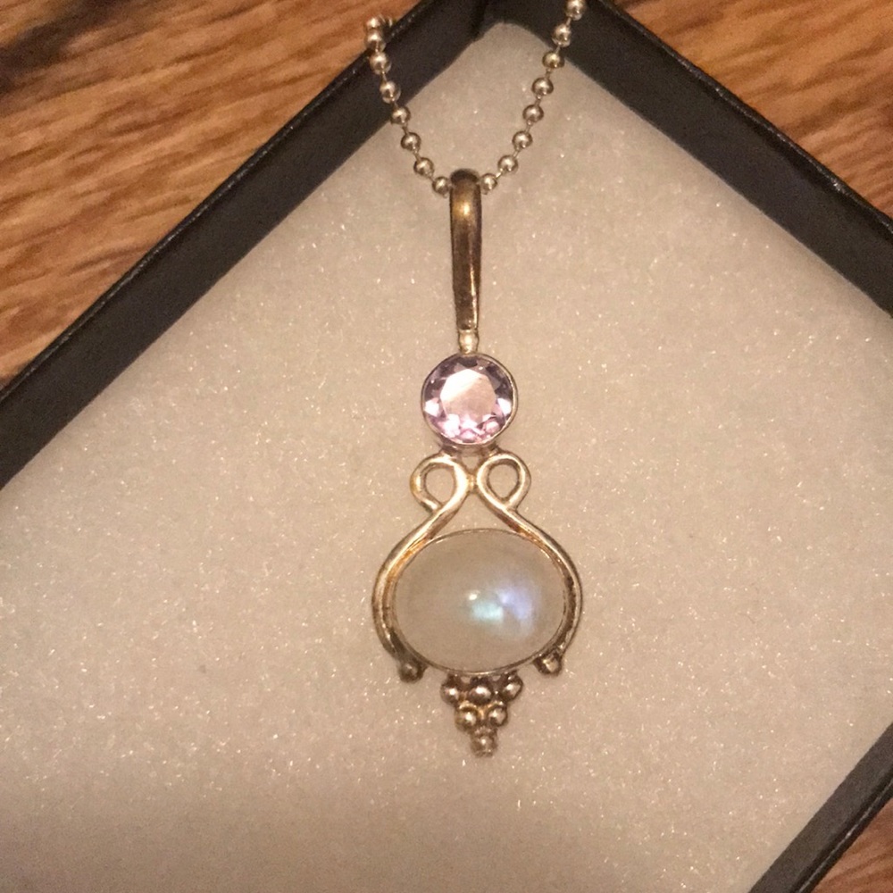Moonstone and amethyst pendant